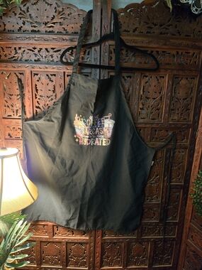 Black Graphic Kitchen Apron with Colorful Print
